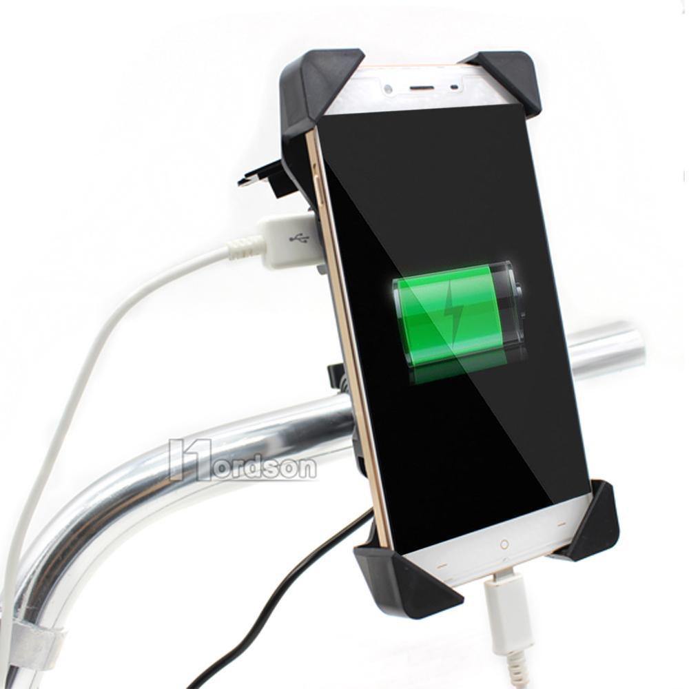 Motorcycle Phone Mount Holder with USB Charger Port, 3.5-7" Screen Fit, Universal for 7/8" Handlebar - American Legend Rider