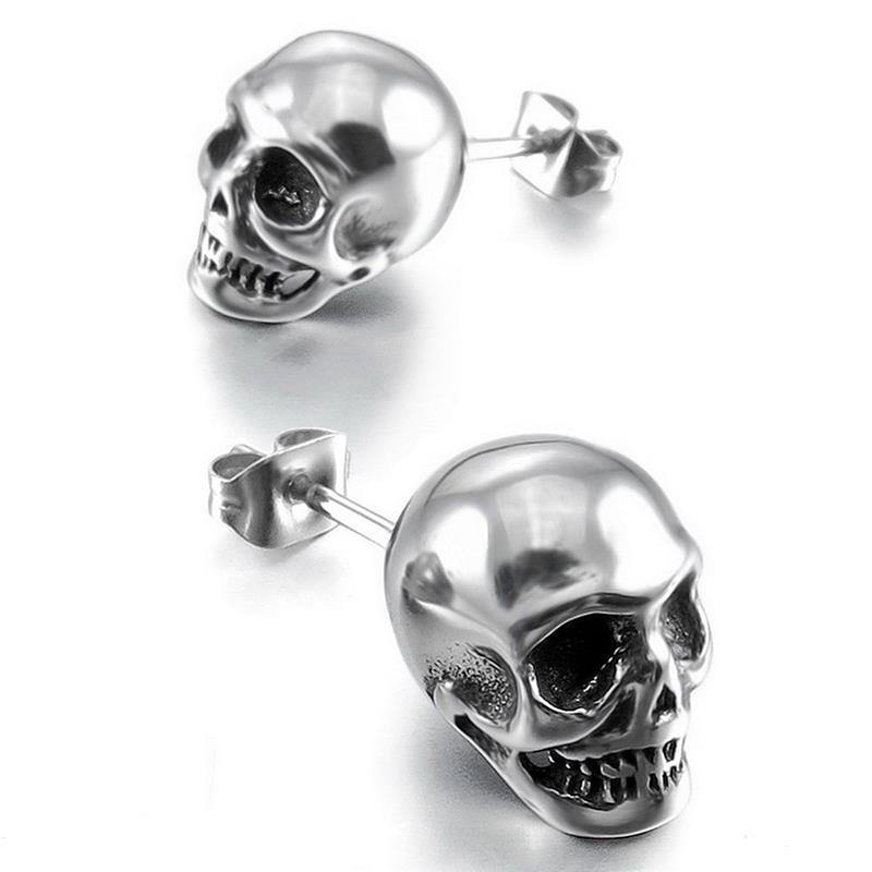 Silver Rock Skull Stud Earrings - American Legend Rider