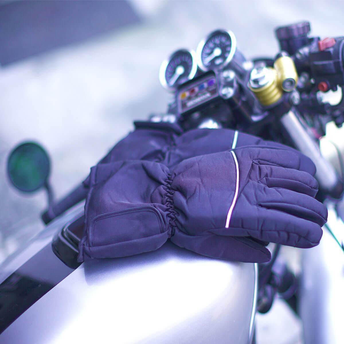 Motorcycle Waterproof Electronically Heated Gloves, Size M-L, Black - American Legend Rider