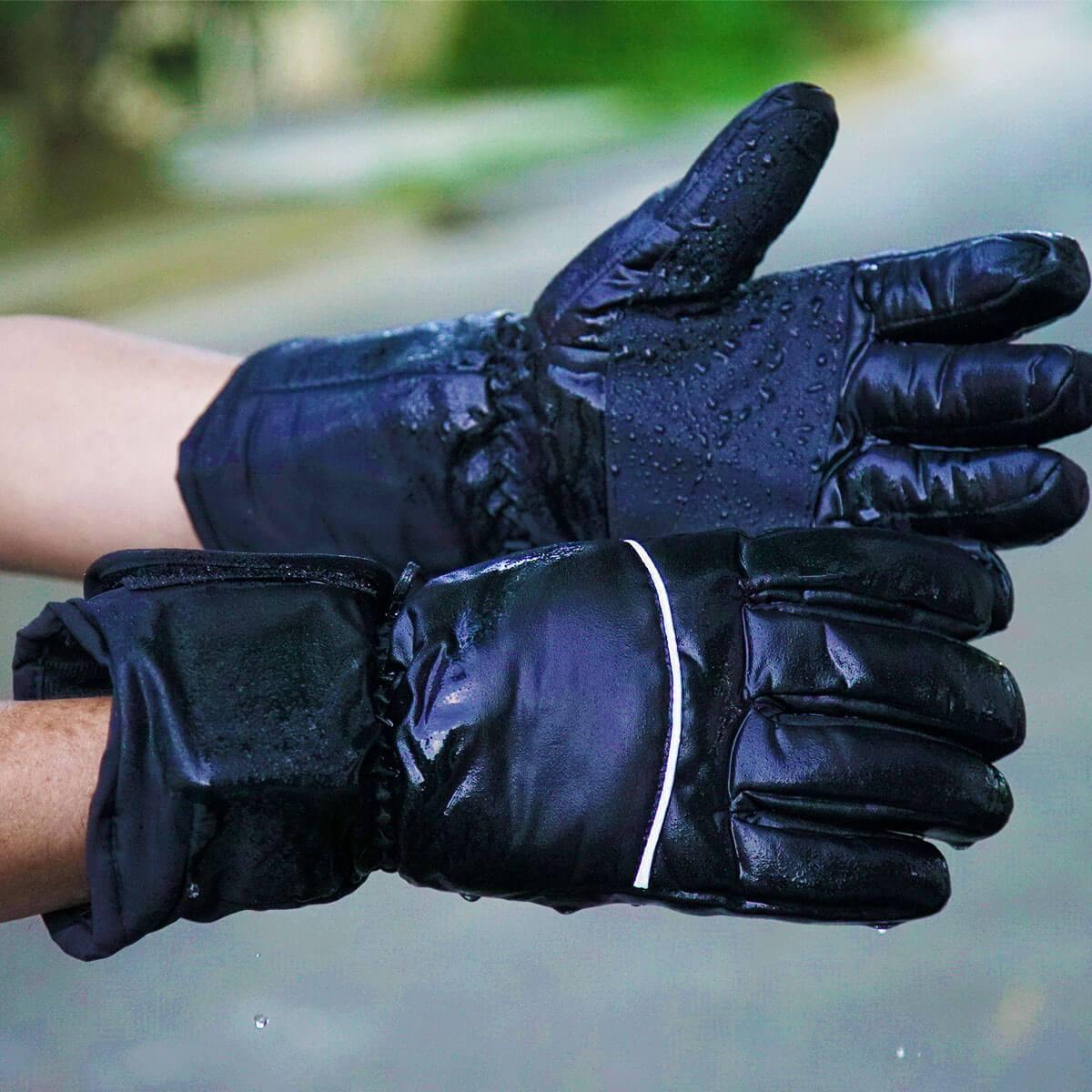 Motorcycle Waterproof Electronically Heated Gloves, Size M-L, Black - American Legend Rider