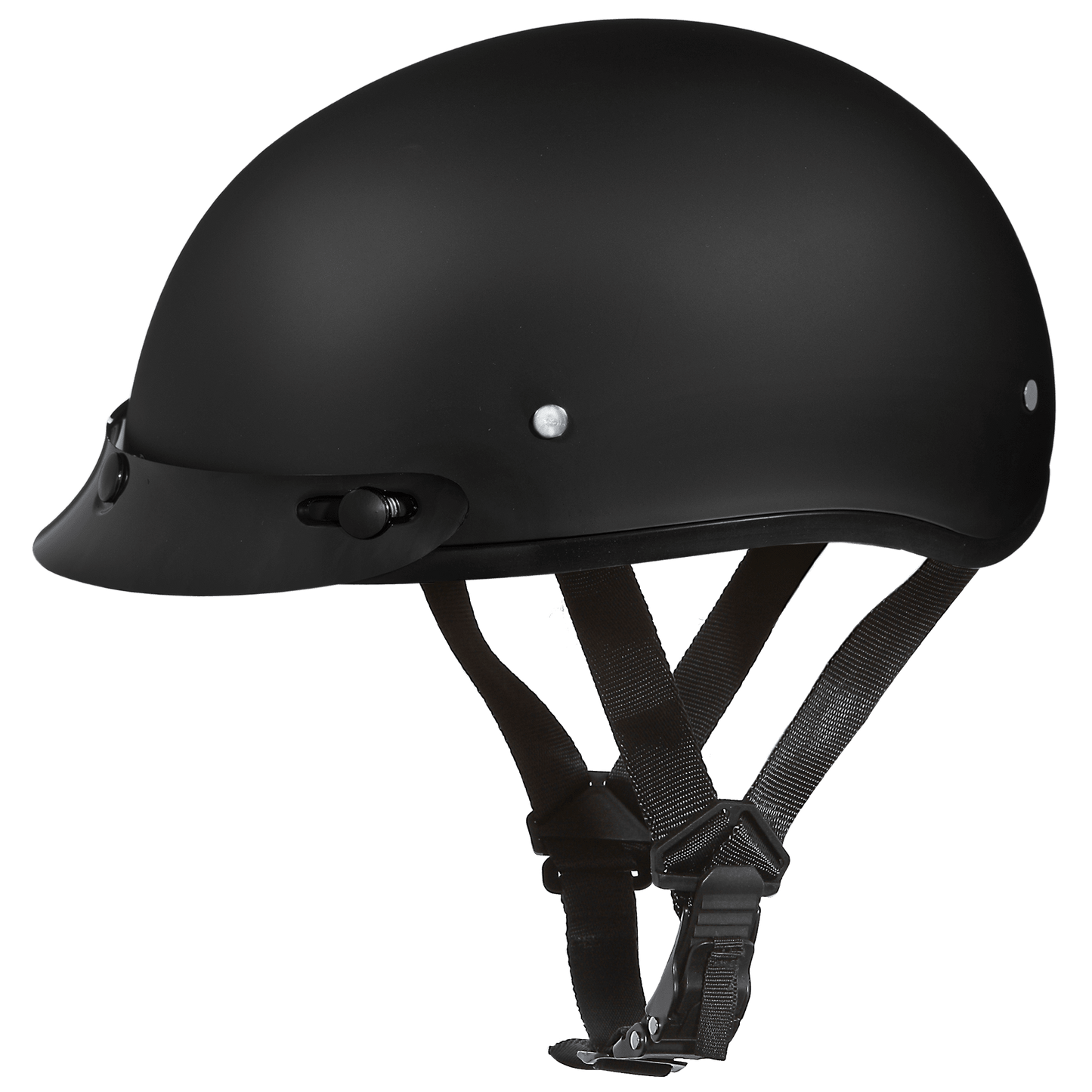 Daytona D.O.T. Skull Cap Motorcycle Half Helmet w/ Visor, Dull Black - American Legend Rider