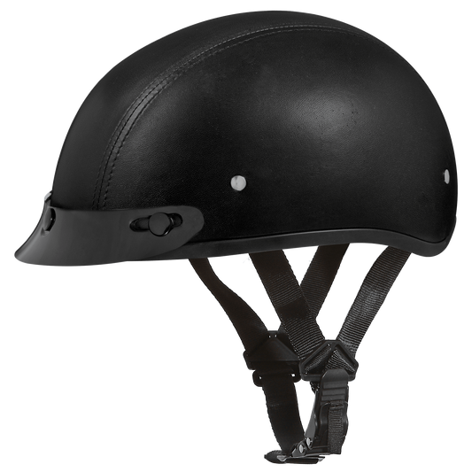Daytona D.O.T Leather Covered Cap Helmet w/ Visor - American Legend Rider
