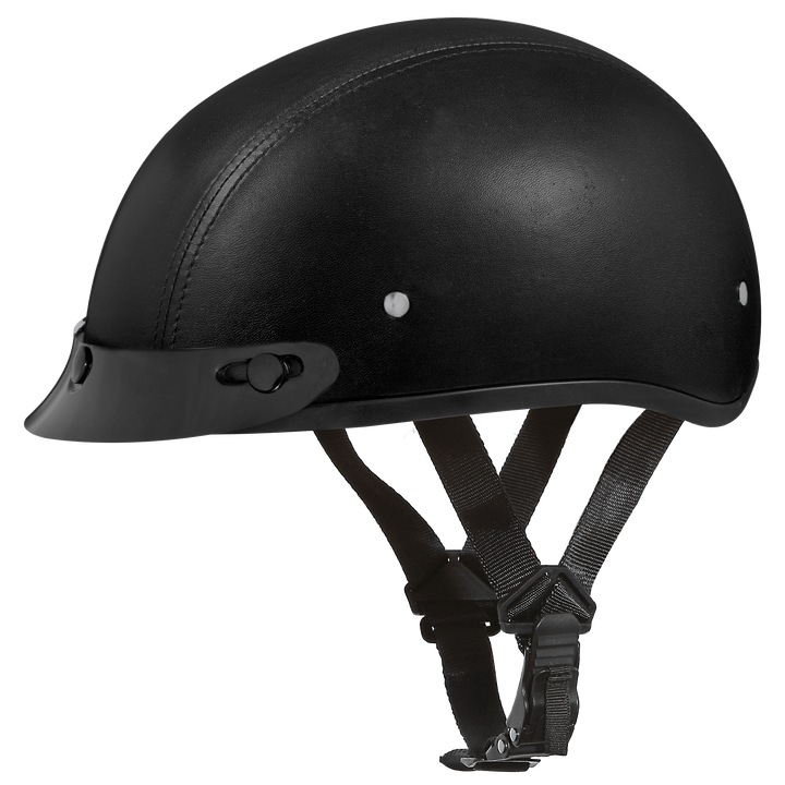 Daytona D.O.T Leather Covered Cap Helmet w/ Visor