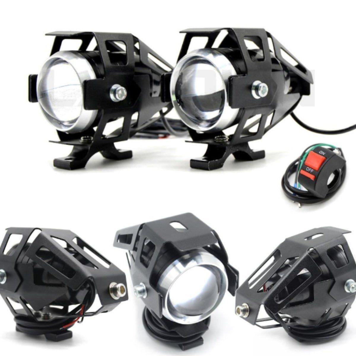Motorcycle 2pcs 5" LED Front Fog Lights Spotlights with Switch, 3 Modes Flash/Dimmed/Full, 125W, White Color Light - American Legend Rider