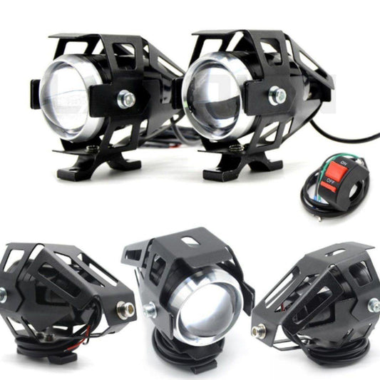 Motorcycle 2pcs 5" LED Front Fog Lights Spotlights with Switch, 3 Modes Flash/Dimmed/Full, 125W, White Color Light - American Legend Rider