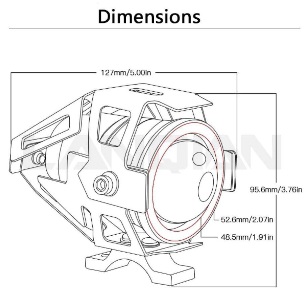 Motorcycle 2pcs 5" LED Front Fog Lights Spotlights with Switch, 3 Modes Flash/Dimmed/Full, 125W, White Color Light - American Legend Rider