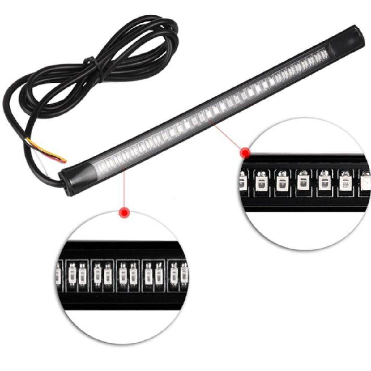 Universal Motorcycle 48 Led Lights Bar Strip, Tail Brake Stop/Turn Signal/License Plate Light (Red, Amber Color) - American Legend Rider