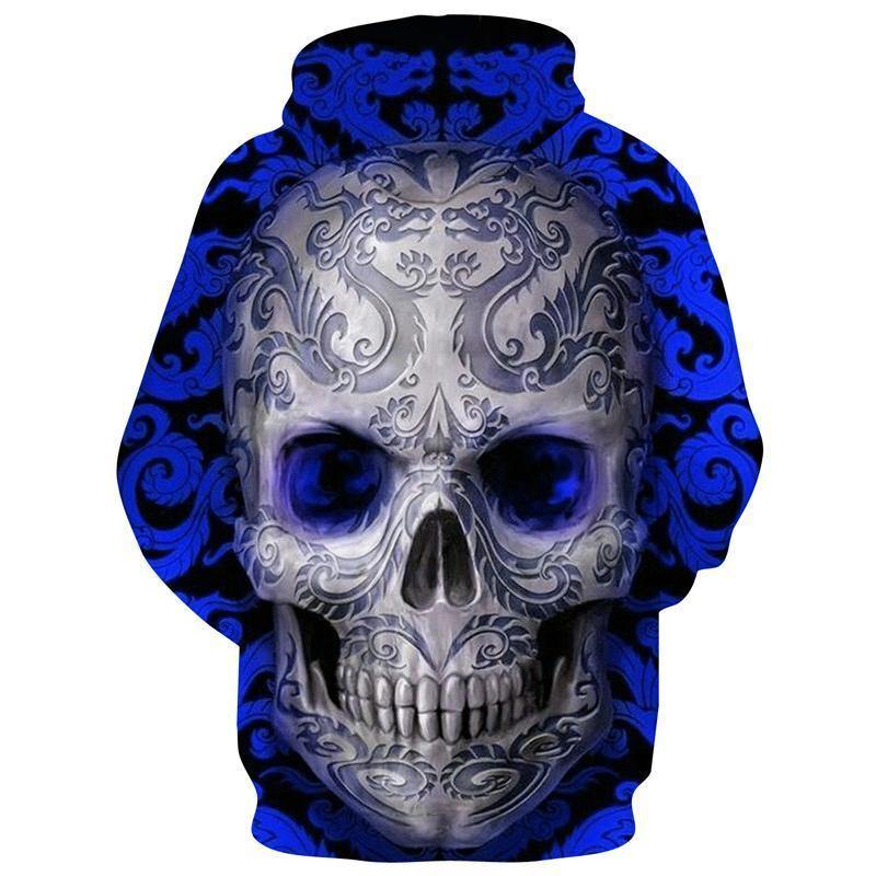 Retro Blue Skull Hoodie - American Legend Rider