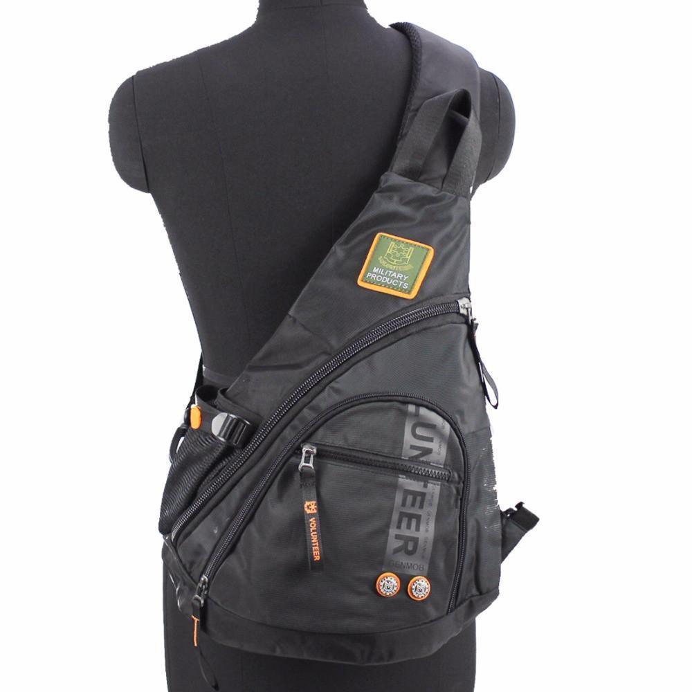 Biker Sling Backpack Single Strap Rucksack with Skeleton Chain Bracelet - American Legend Rider
