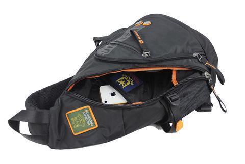 Biker Sling Backpack Single Strap Rucksack with Skeleton Chain Bracelet - American Legend Rider