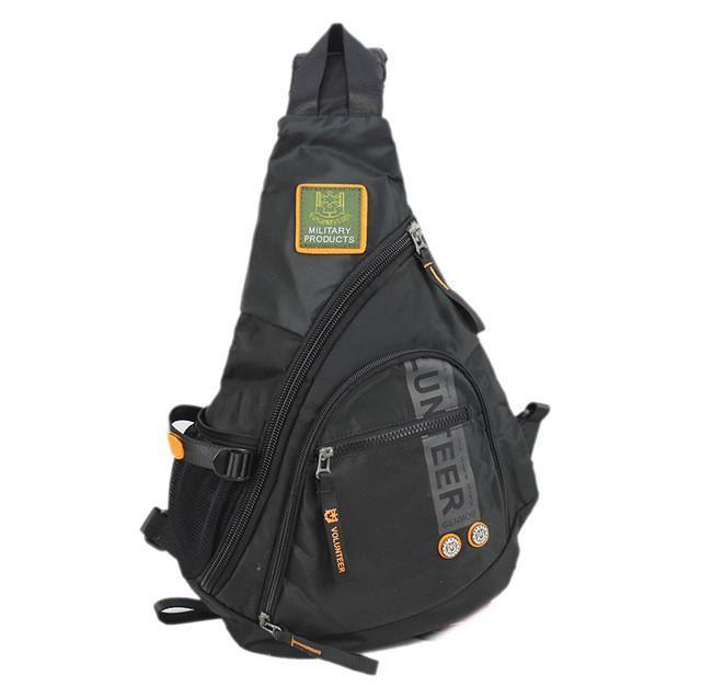 Biker Sling Backpack Single Strap Rucksack with Skeleton Chain Bracelet - American Legend Rider