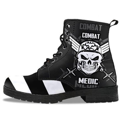 Stripey Skull Leather Boots - American Legend Rider