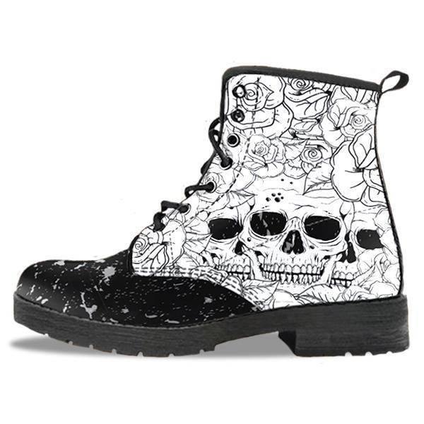 Vintage Floral Skull Boots