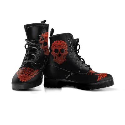 Bloody Skull Boots, Vegan-Friendly Leather, Black/Red - American Legend Rider