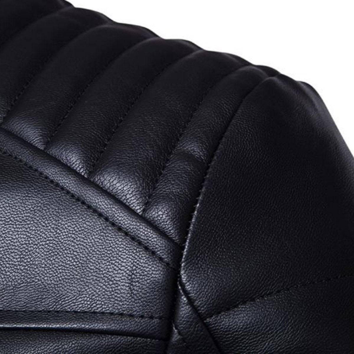 Turtleneck Motorcycle Black Faux Leather Jacket - American Legend Rider