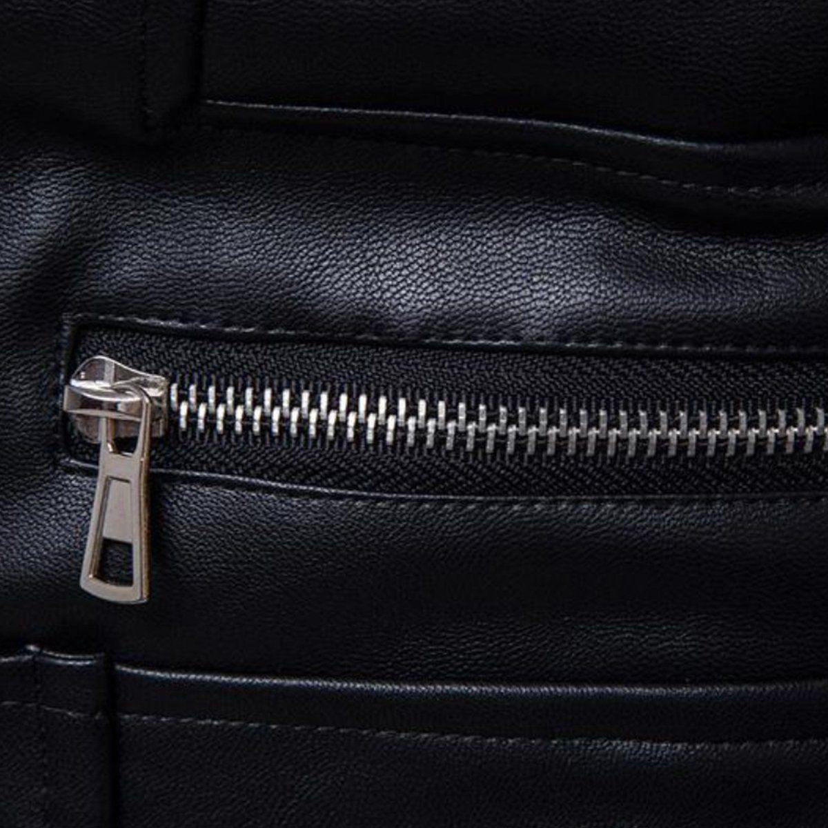 Turtleneck Motorcycle Black Faux Leather Jacket - American Legend Rider