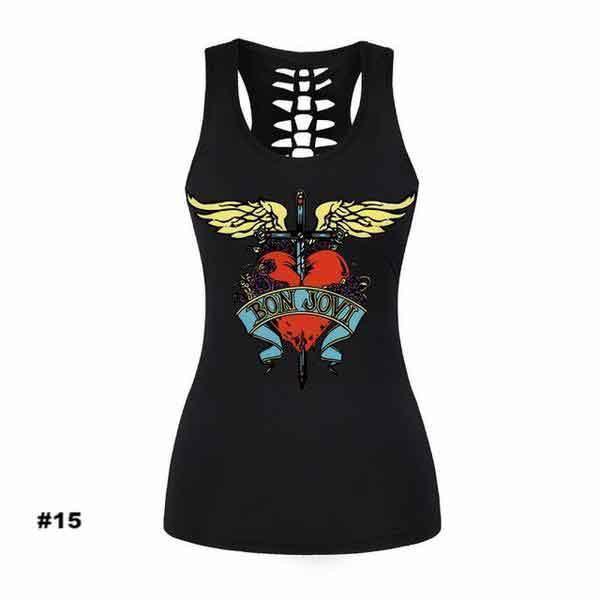 Women's Skull Tank Top, Polyester/Spandex, Black with Human Skull Print - American Legend Rider