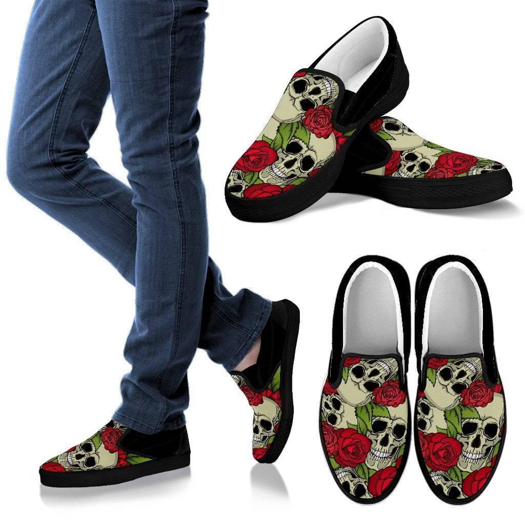 Roses & Skulls Slip-Ons - American Legend Rider