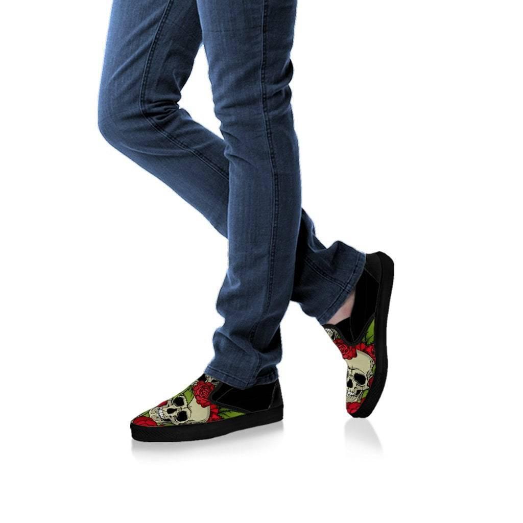 Roses & Skulls Slip-Ons - American Legend Rider