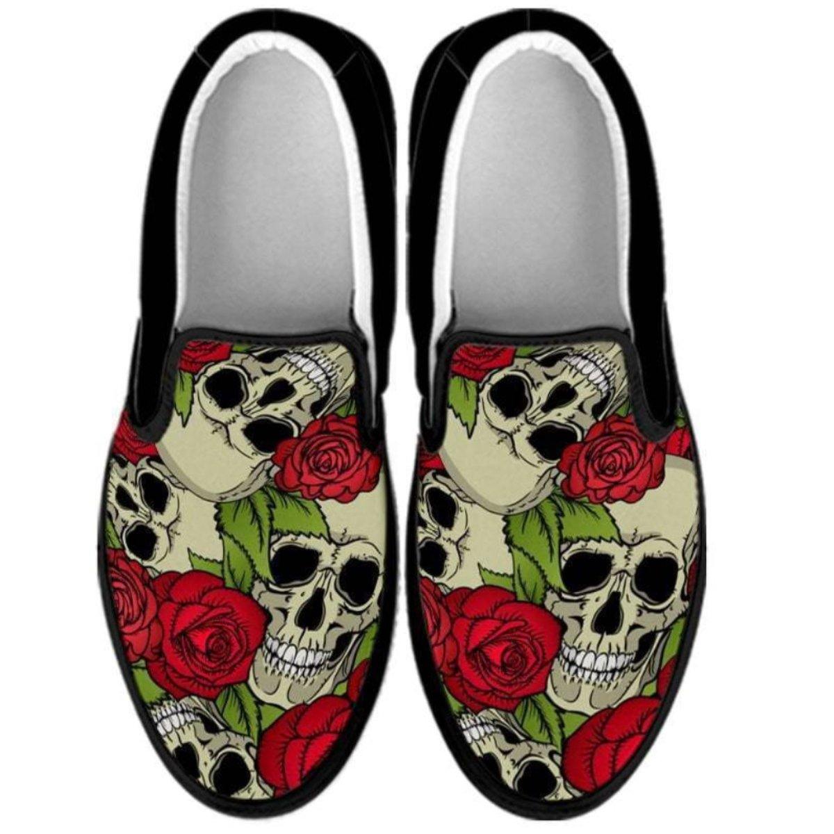 Roses & Skulls Slip-Ons - American Legend Rider