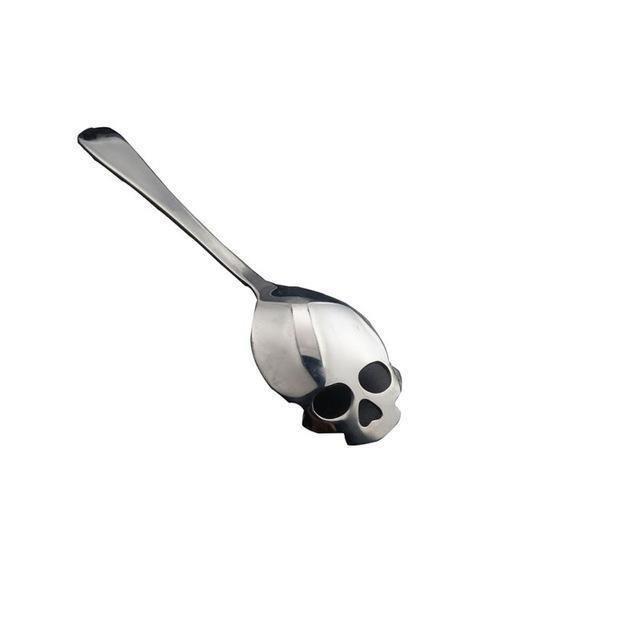 Stainless Steel Skull Spoon for Tea Coffee, 5.9 x 1.3 x 0.1 in - American Legend Rider