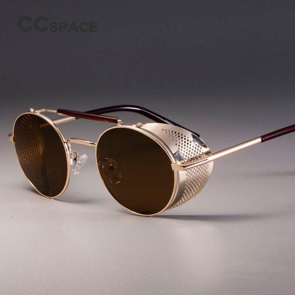 Bikers Retro Round Steampunk Sunglasses with Guardian Bell Bundle - American Legend Rider