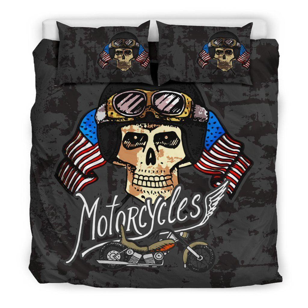 Motorcycles Skull Bedding Set - American Legend Rider
