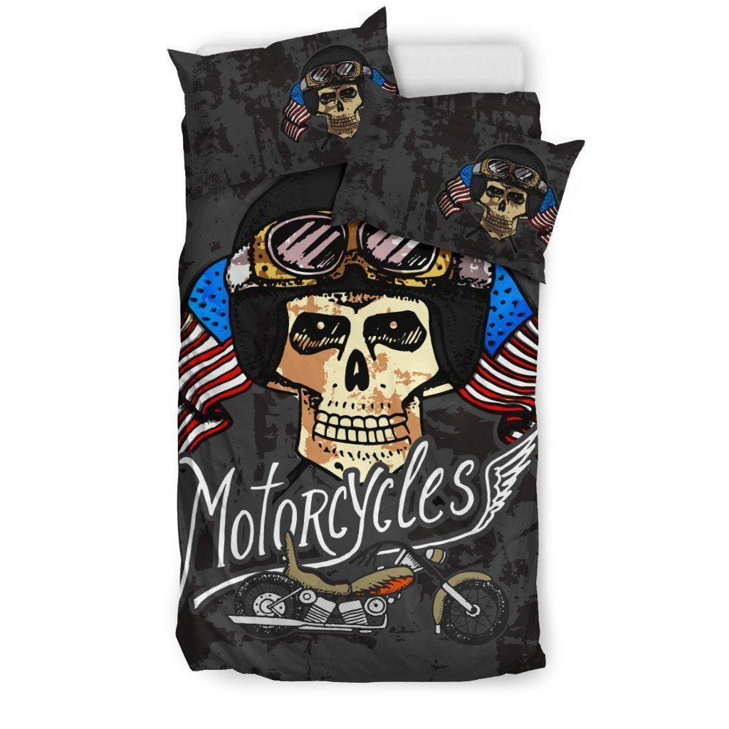 Motorcycles Skull Bedding Set - American Legend Rider