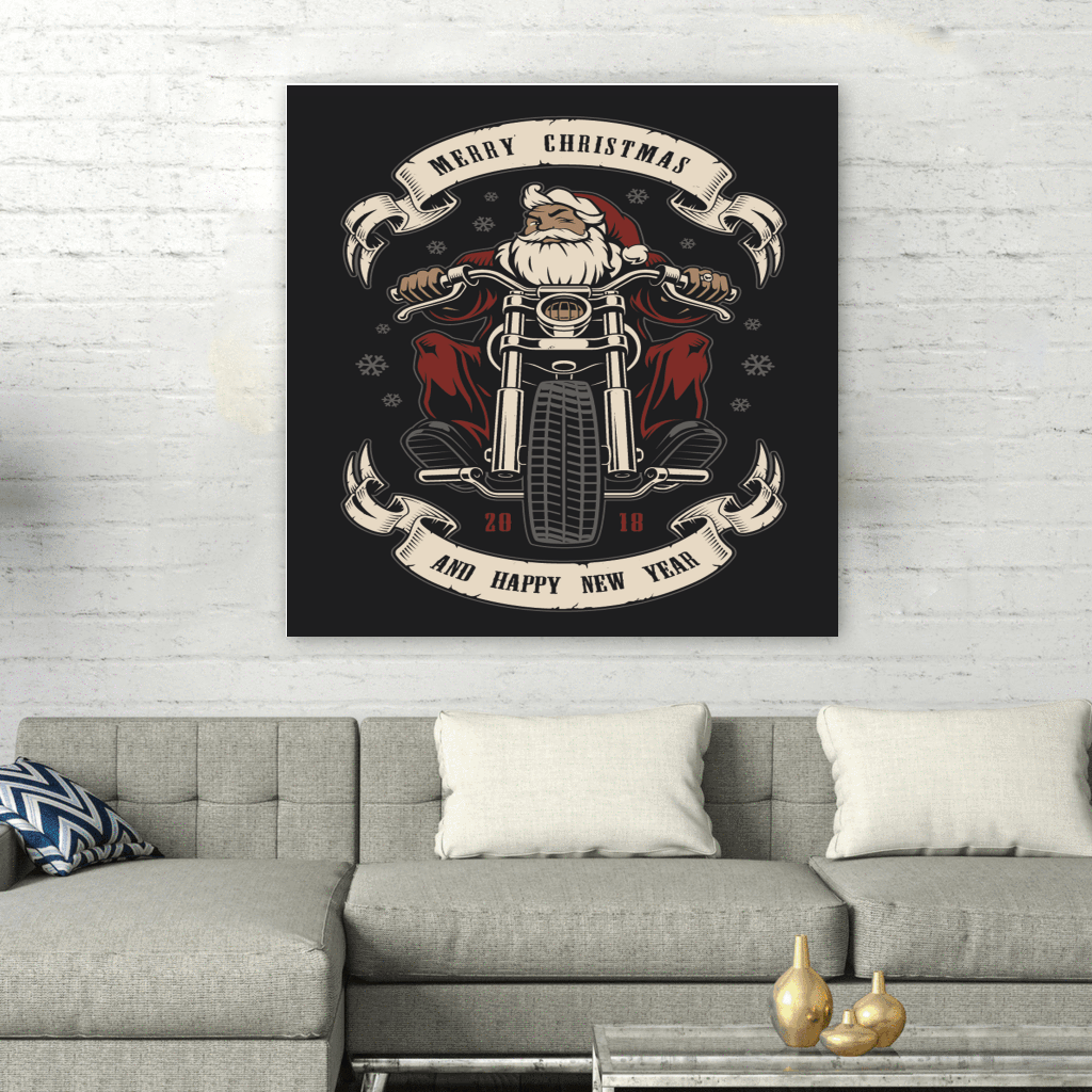 Santa Biker Square Wall Art - American Legend Rider