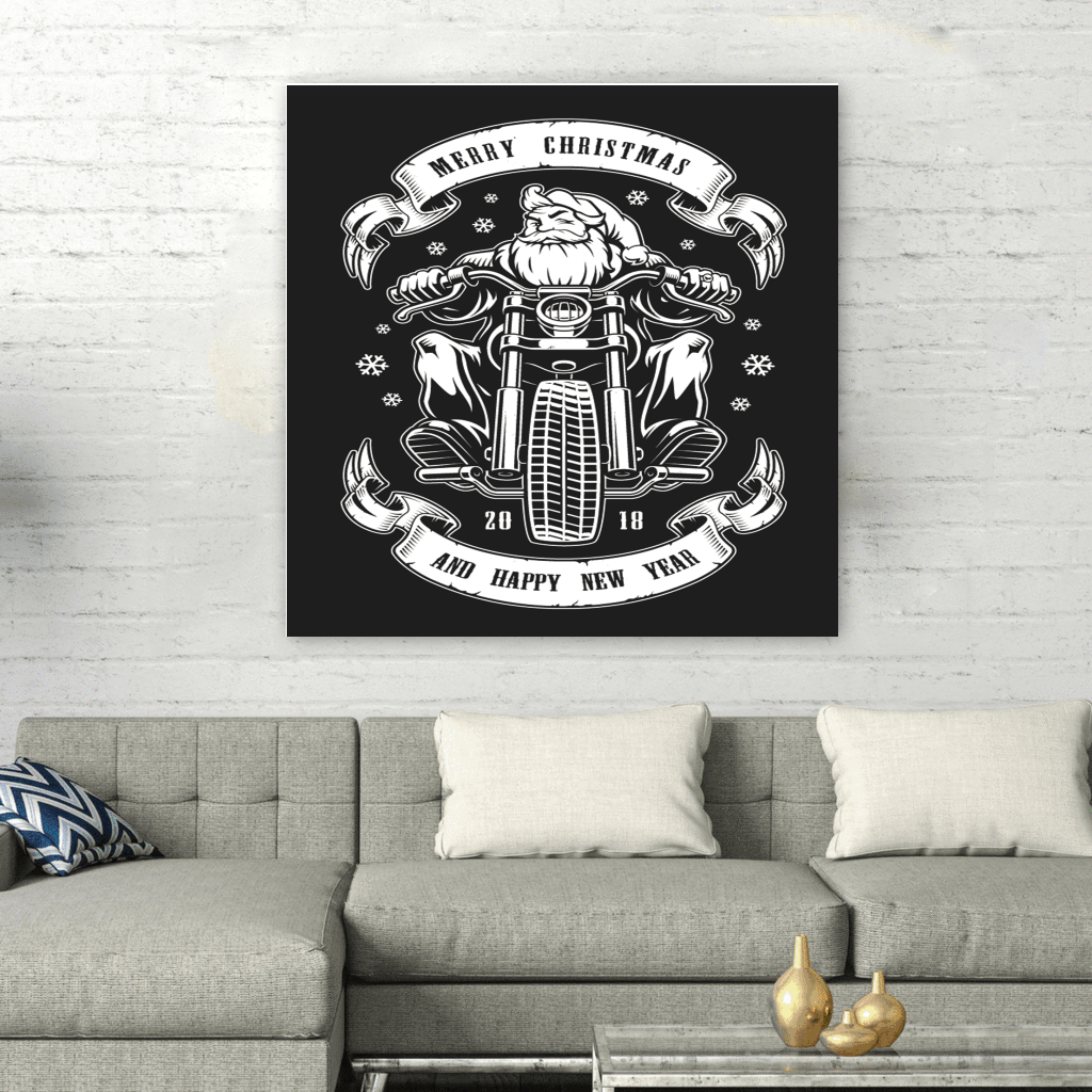 Santa Biker Square Wall Art - American Legend Rider