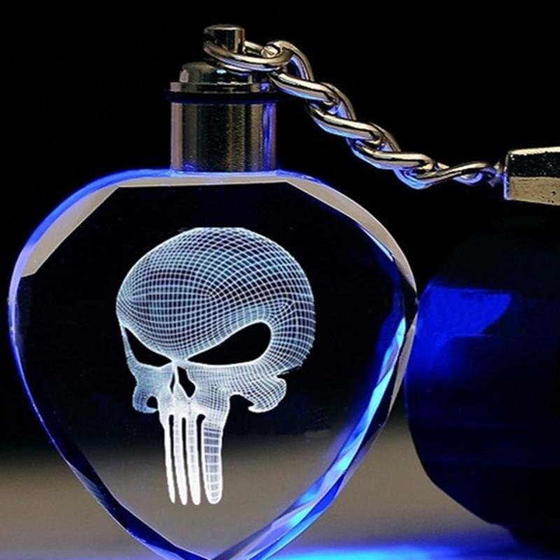 The Punisher LED Key Ring, Crystal/Silver-Plated Zinc Alloy