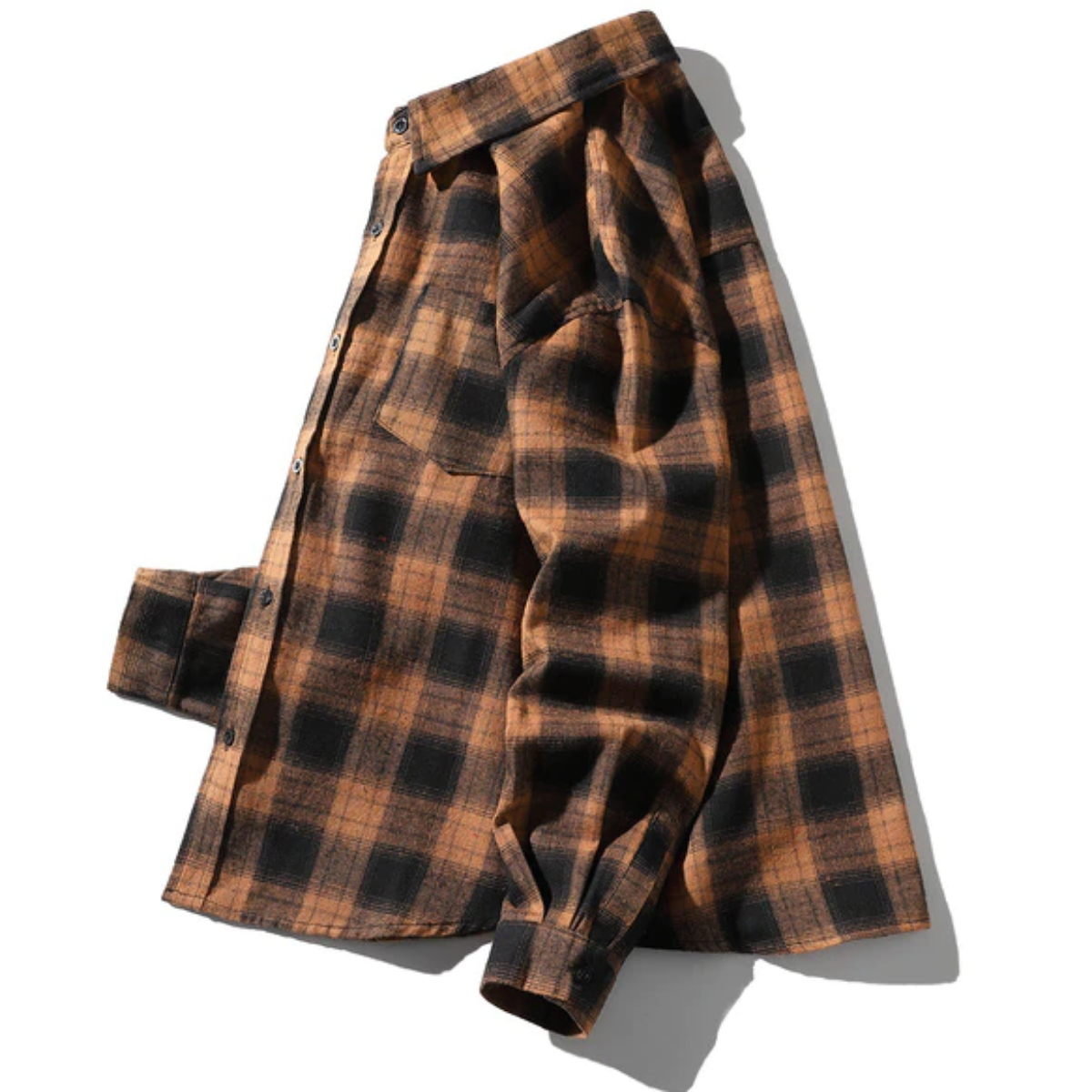 Men's Classic Plaid Flannel Shirt, Black/Yellow