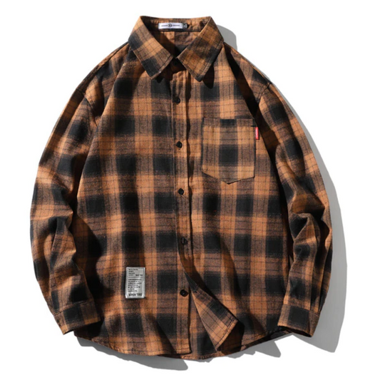 Men's Classic Plaid Flannel Shirt, Black/Yellow