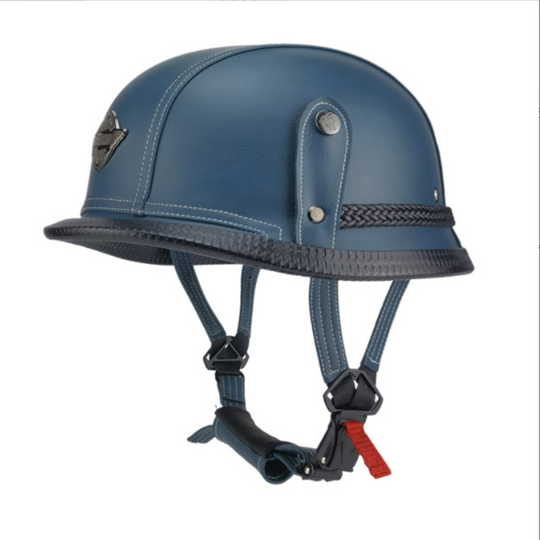 A retro half shell helmet with an All-Weather Rider's Combo: Full Face Balaclava and Retro Half Shell Helmet.