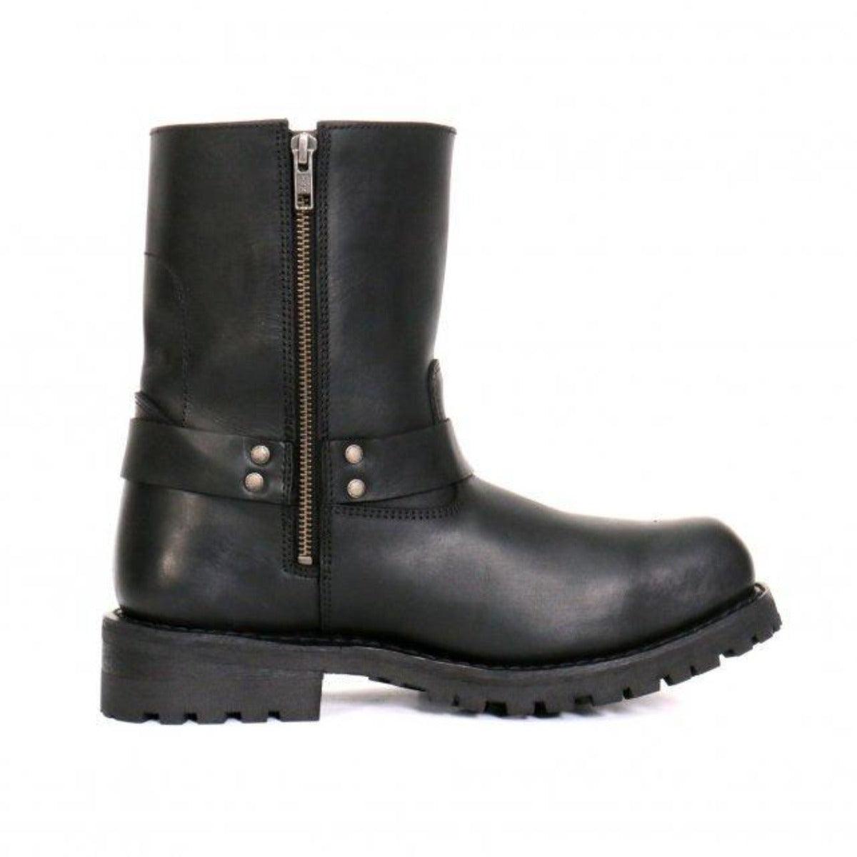 Hot Leathers Men's 8" Short Harness Boots With Side Zipper - American Legend Rider