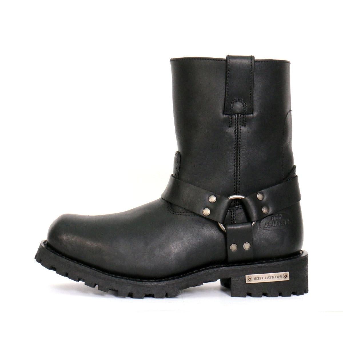 Hot Leathers Men's 8" Short Harness Boots With Side Zipper - American Legend Rider