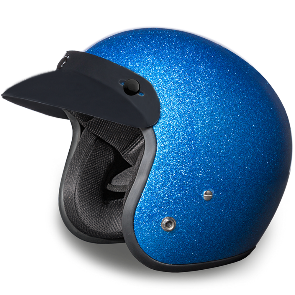 Daytona D.O.T. Cruiser Blue Metal Flake Motorcycle Open Face Helmet