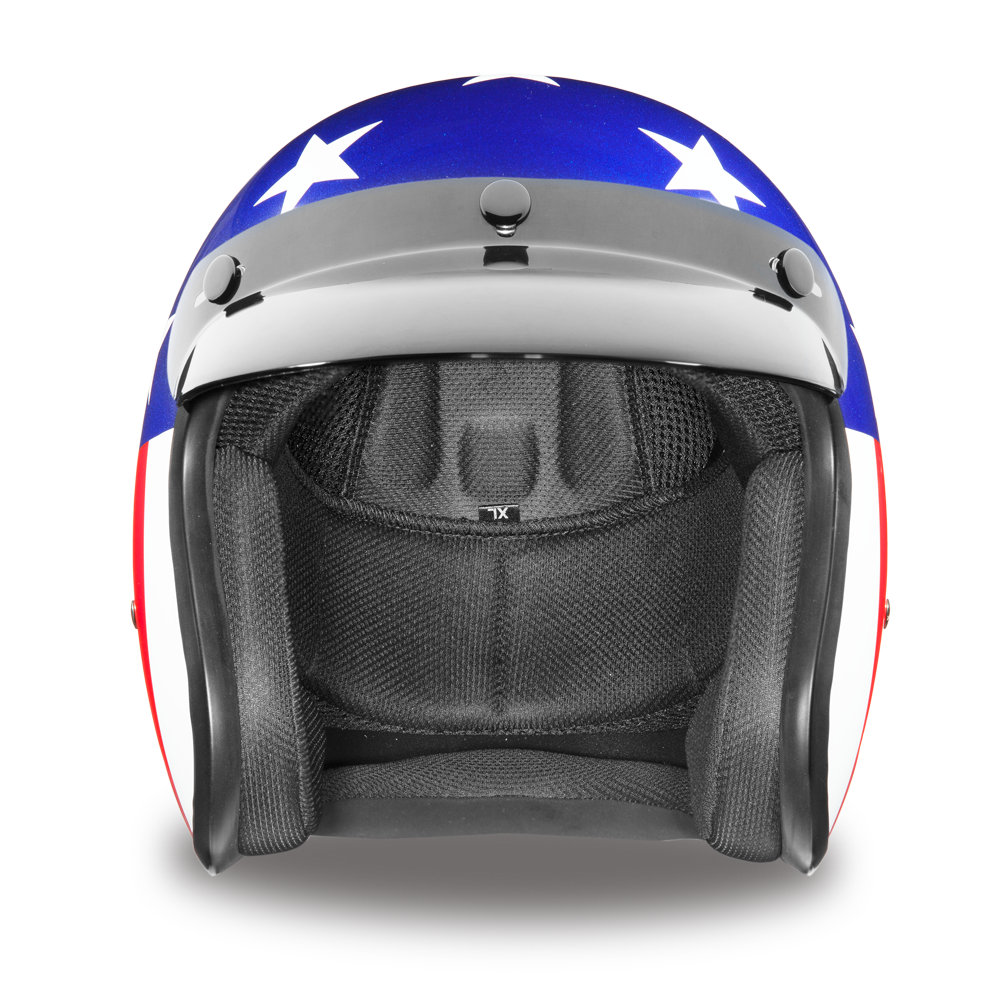 Daytona D.O.T. Cruiser States of America Motorcycle Open Face Helmet, Blue/White/Red - American Legend Rider