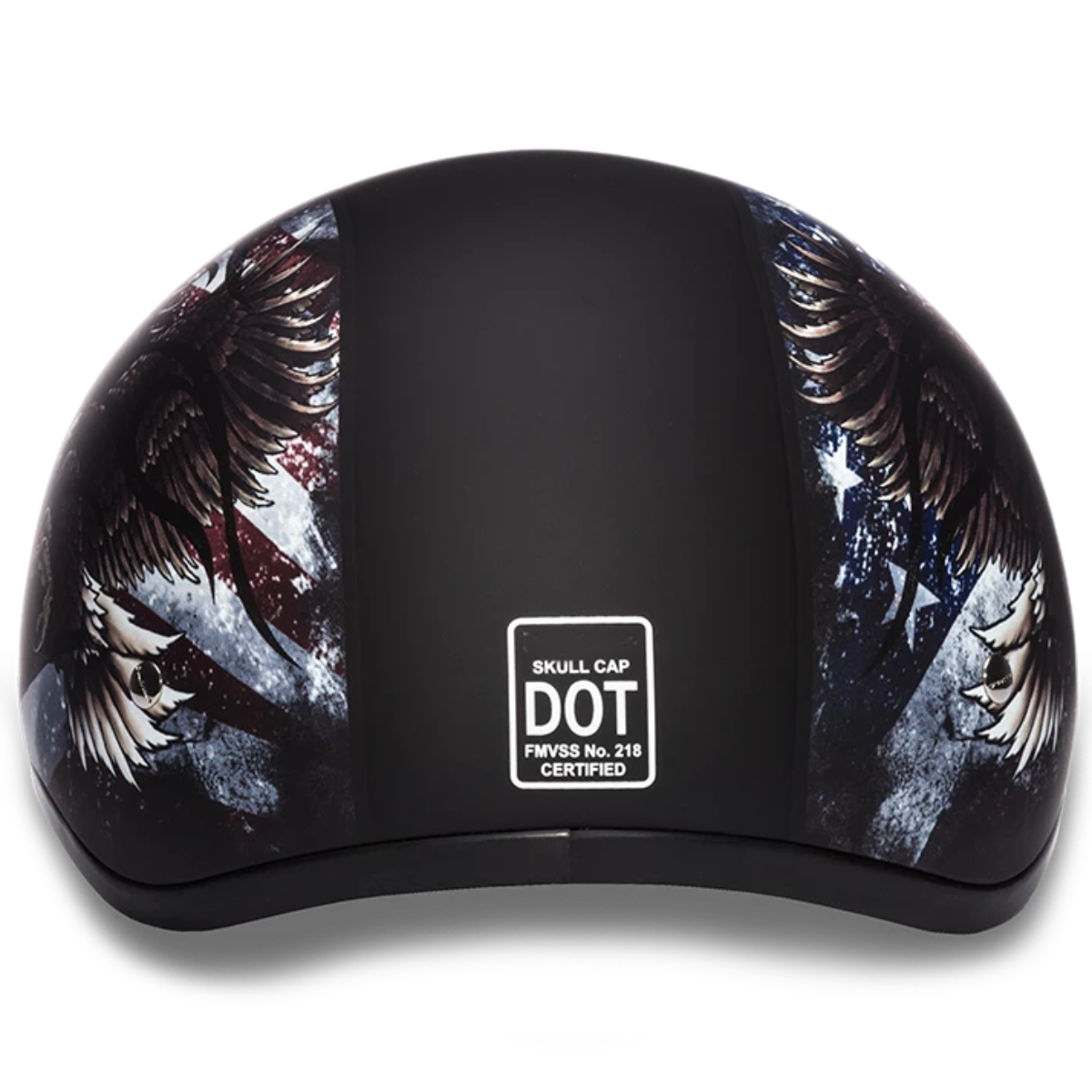Daytona D.O.T. USA Flag Skull Cap 1/2 Shell Motorcycle Helmet - American Legend Rider