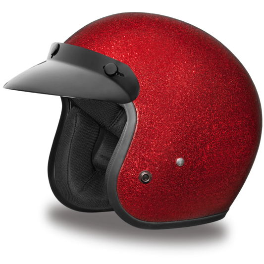 Daytona D.O.T. Cruiser Red Metal Flake Motorcycle Open Face Helmet, XS-2XL, Red - American Legend Rider