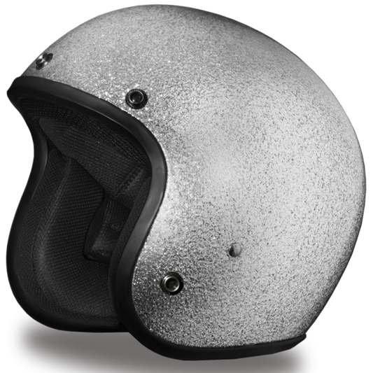 Daytona D.O.T. Cruiser Silver Metal Flake Motorcycle Open Face Helmet - American Legend Rider