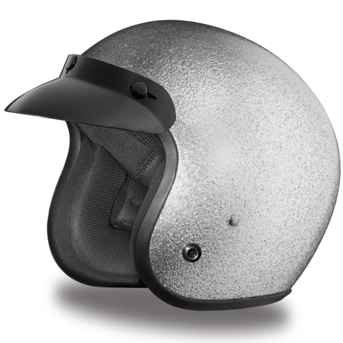 Daytona D.O.T. Cruiser Silver Metal Flake Motorcycle Open Face Helmet - American Legend Rider