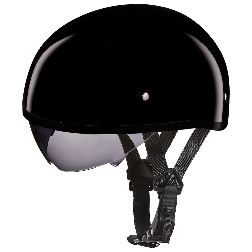 Daytona D.O.T Skull Cap Hi-Gloss Black Helmet with Inner Shield
