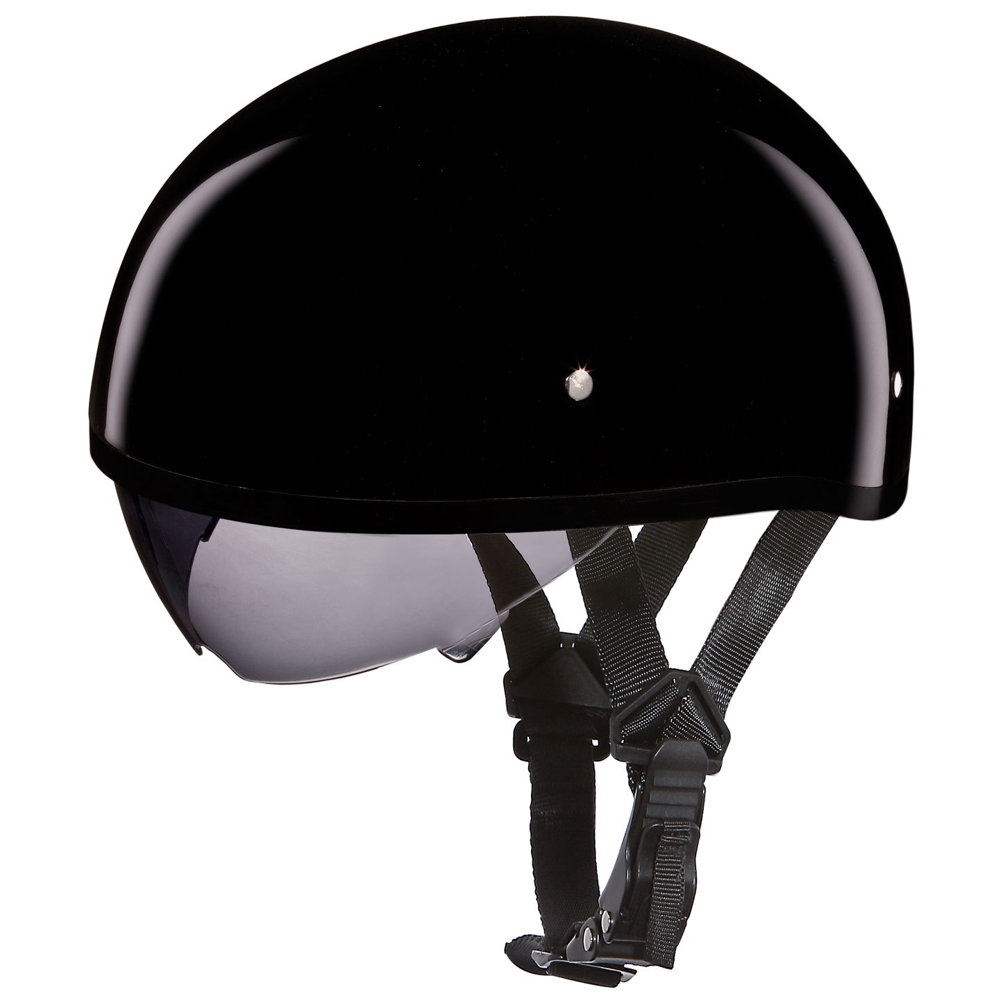 Daytona D.O.T Skull Cap Hi-Gloss Black Helmet with Inner Shield - American Legend Rider