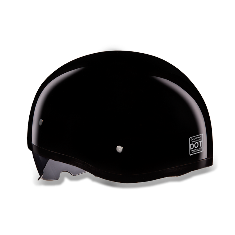 Daytona D.O.T Skull Cap Hi-Gloss Black Helmet with Inner Shield - American Legend Rider