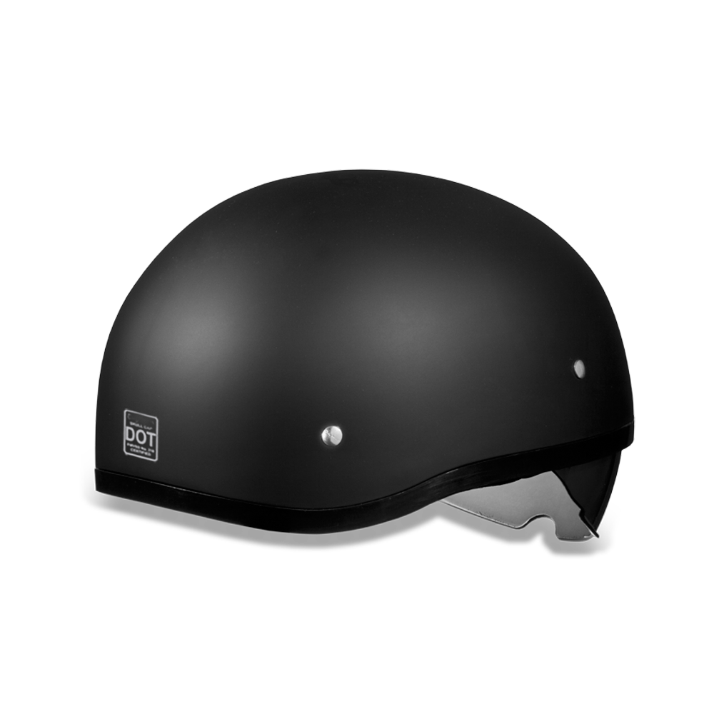 Daytona D.O.T. Skull Cap 1/2 Shell Motorcycle Helmet w/ Inner Shield, Dull Black - American Legend Rider