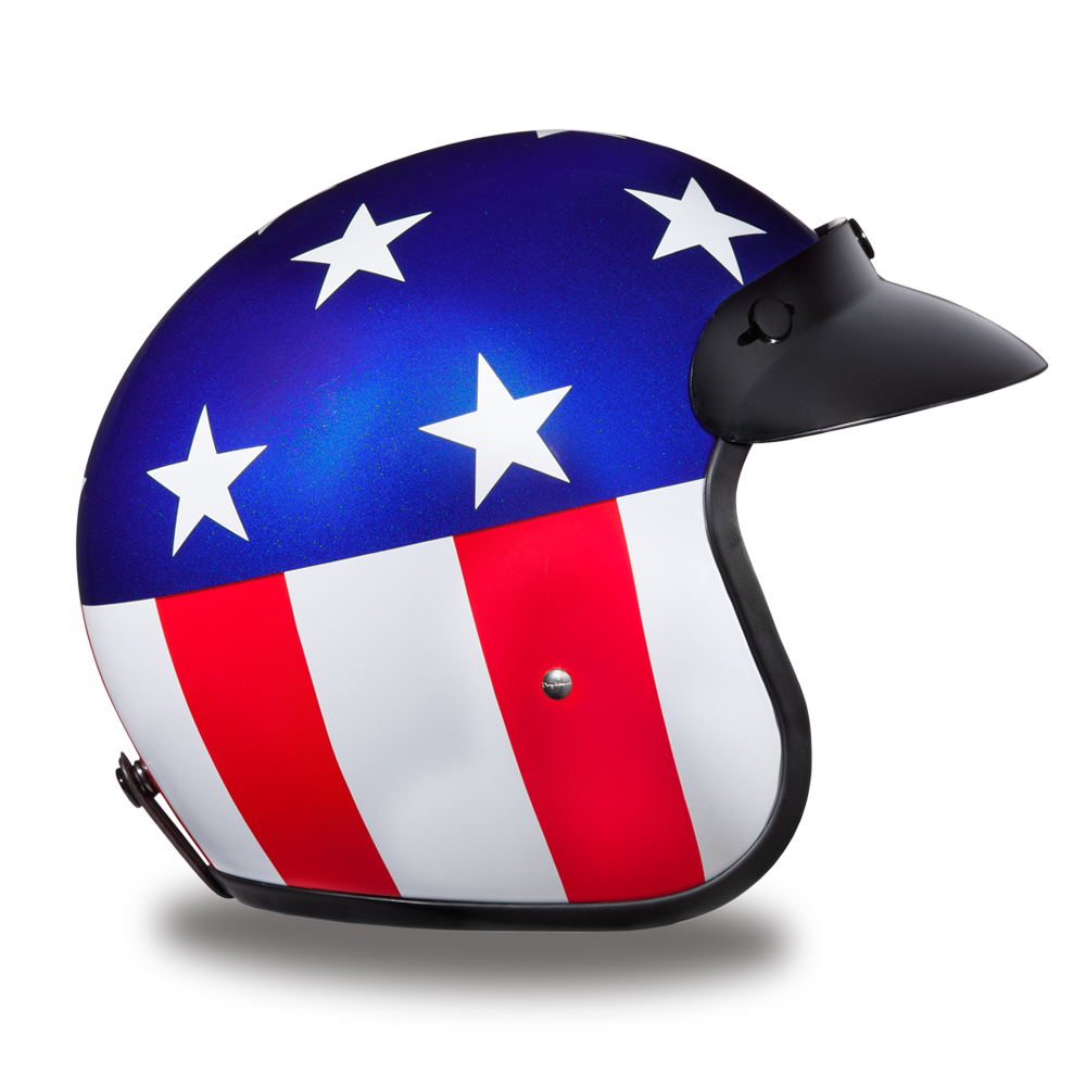 Daytona D.O.T. Cruiser States of America Motorcycle Open Face Helmet, Blue/White/Red - American Legend Rider