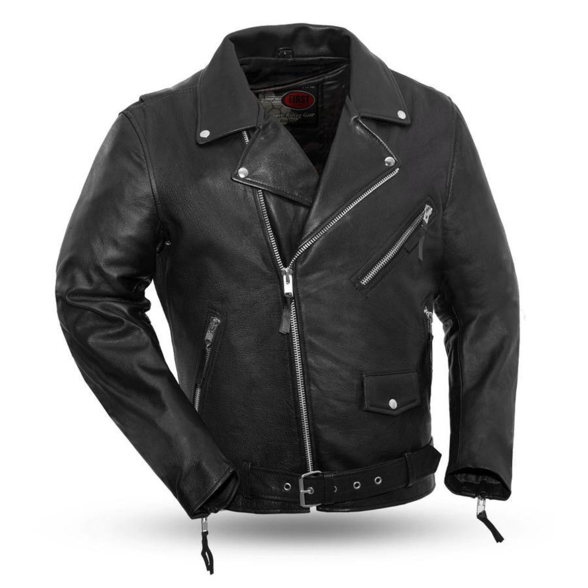 First Genuine Leather, Jackets & Coats, Motorcycle Jacket W Airbrushed  Eagle And Has Zipper Extender