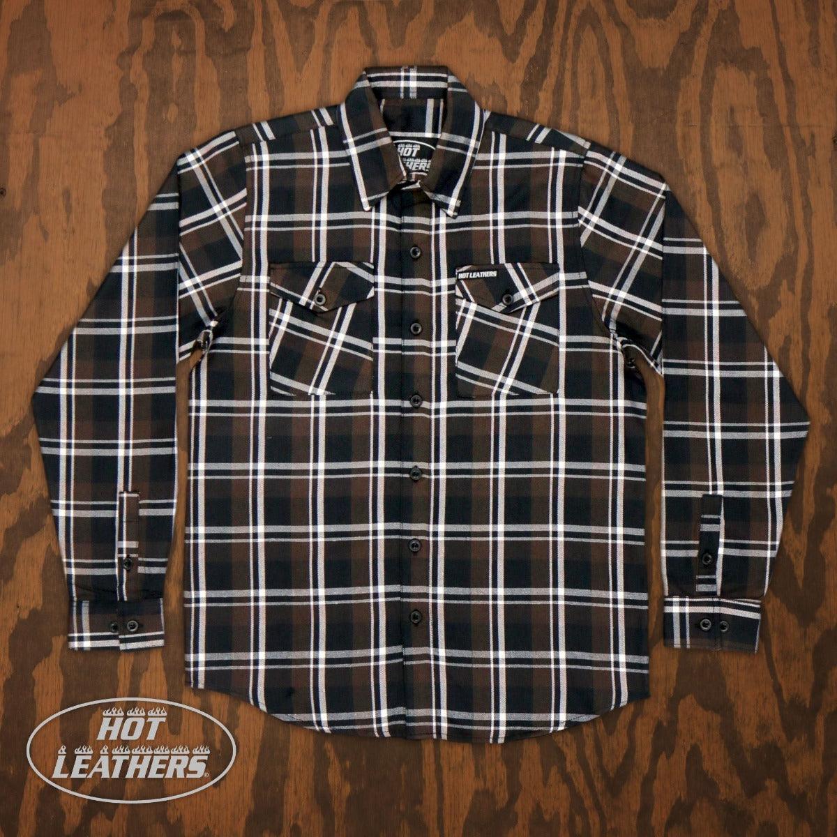 Hot Leathers Men's Brown Black And White Long Sleeve Flannel - American Legend Rider