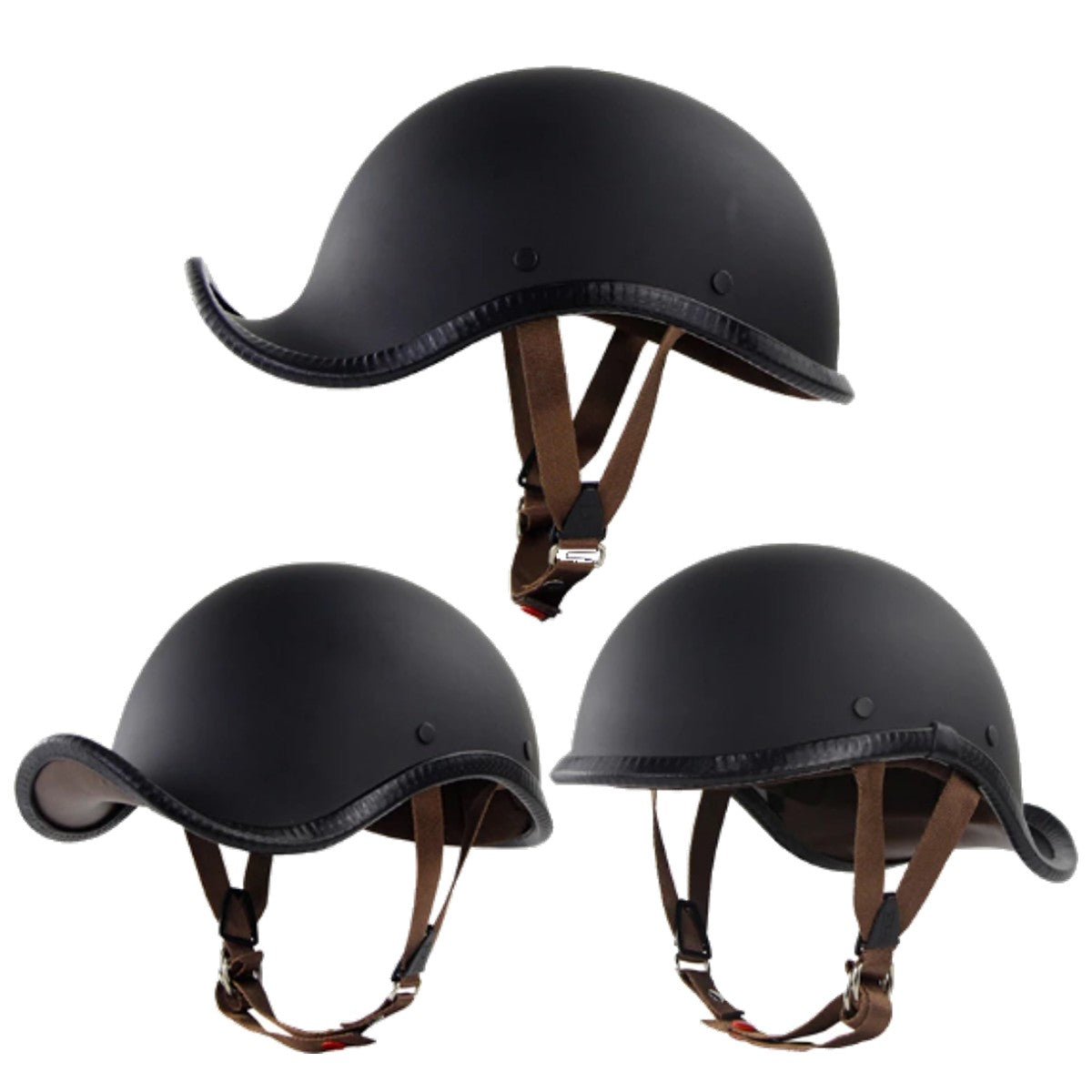 Retro Vintage German Motorcycle Helmet, Matte Black